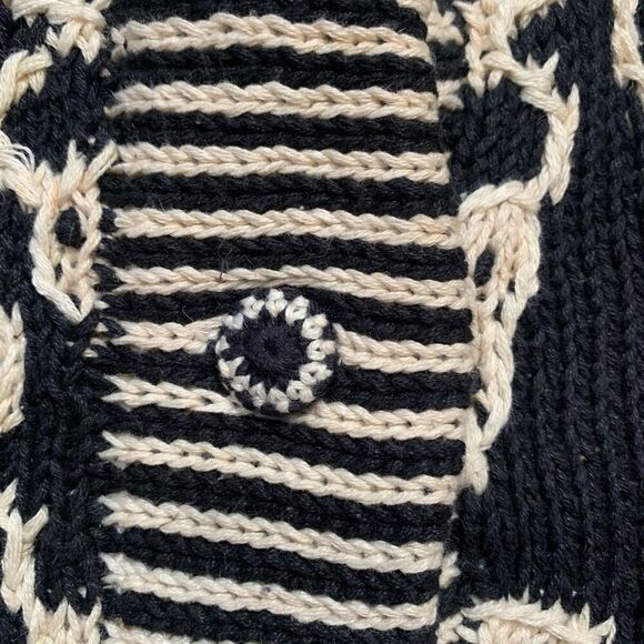 Vintage 90s Cardigan Sweater Round Neck Cropped Knit Black Dark Floral Oversized - Picture 8 of 12